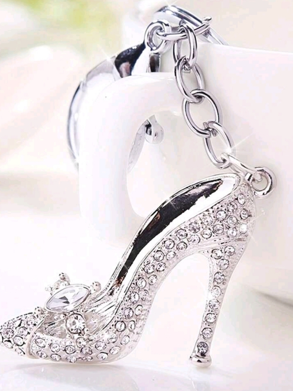 NIP: Silver Crystal High Heel Bagcharm/Keychain